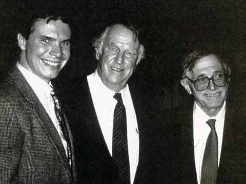 
Greg Mortenson, Sir Edmund Hillary, and Jean Hoerni whose donation started the Central Asia Institute - Three Cups Of Tea book 
